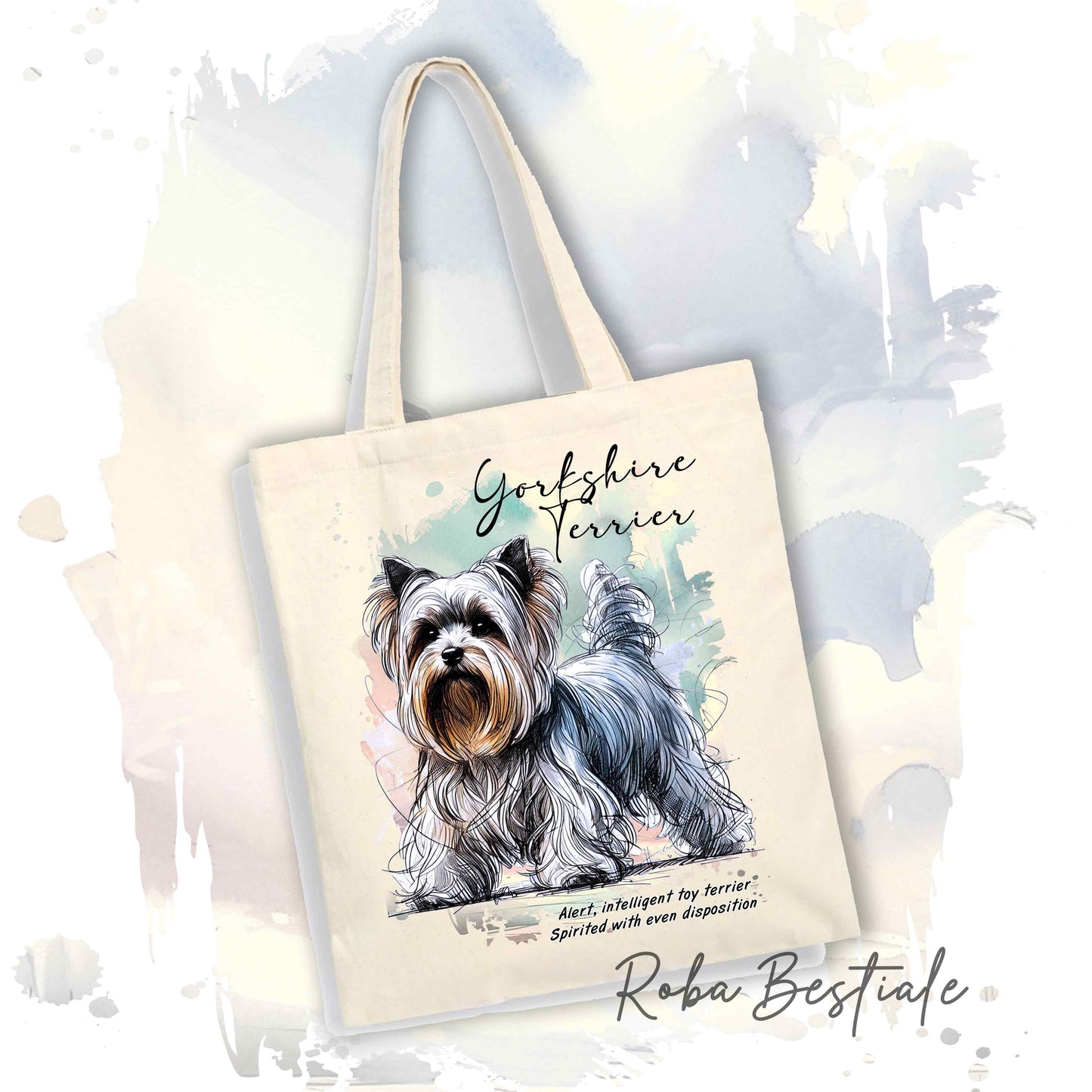 Shopper BEHAVIOR - YORKSHIRE TERRIER - Standard FCI - Diversi colori disponibili, 100% Cotone
