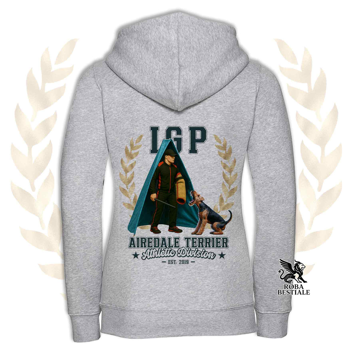 Felpa AIREDALE TERRIER - Con Cappuccio e Full Zip - Collezione IGP Revier