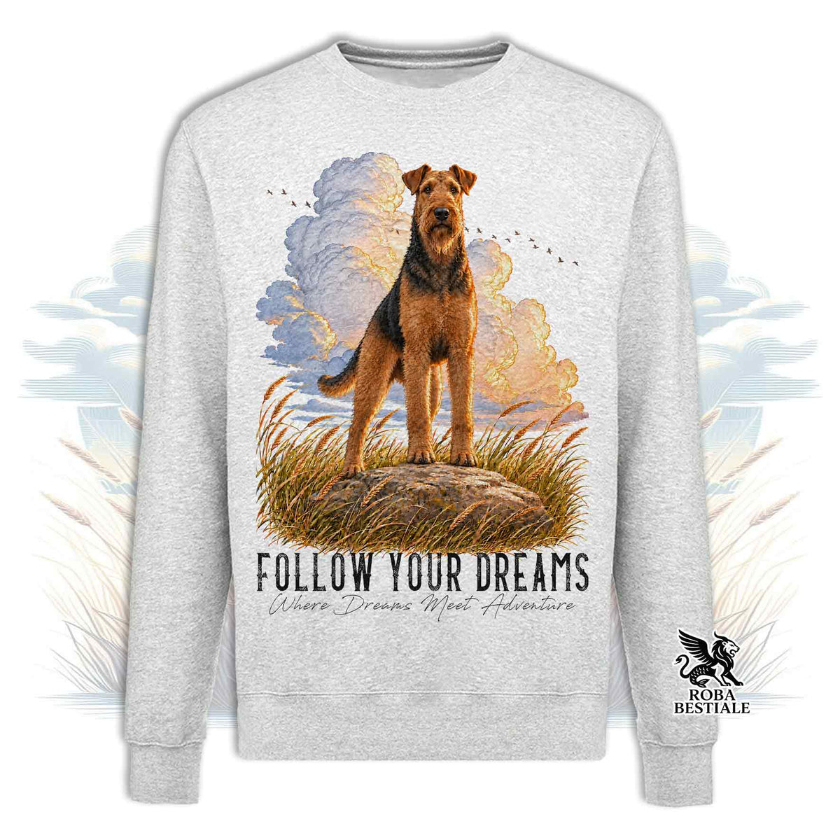 Felpa AIREDALE TERRIER - Girocollo - Collezione Dream