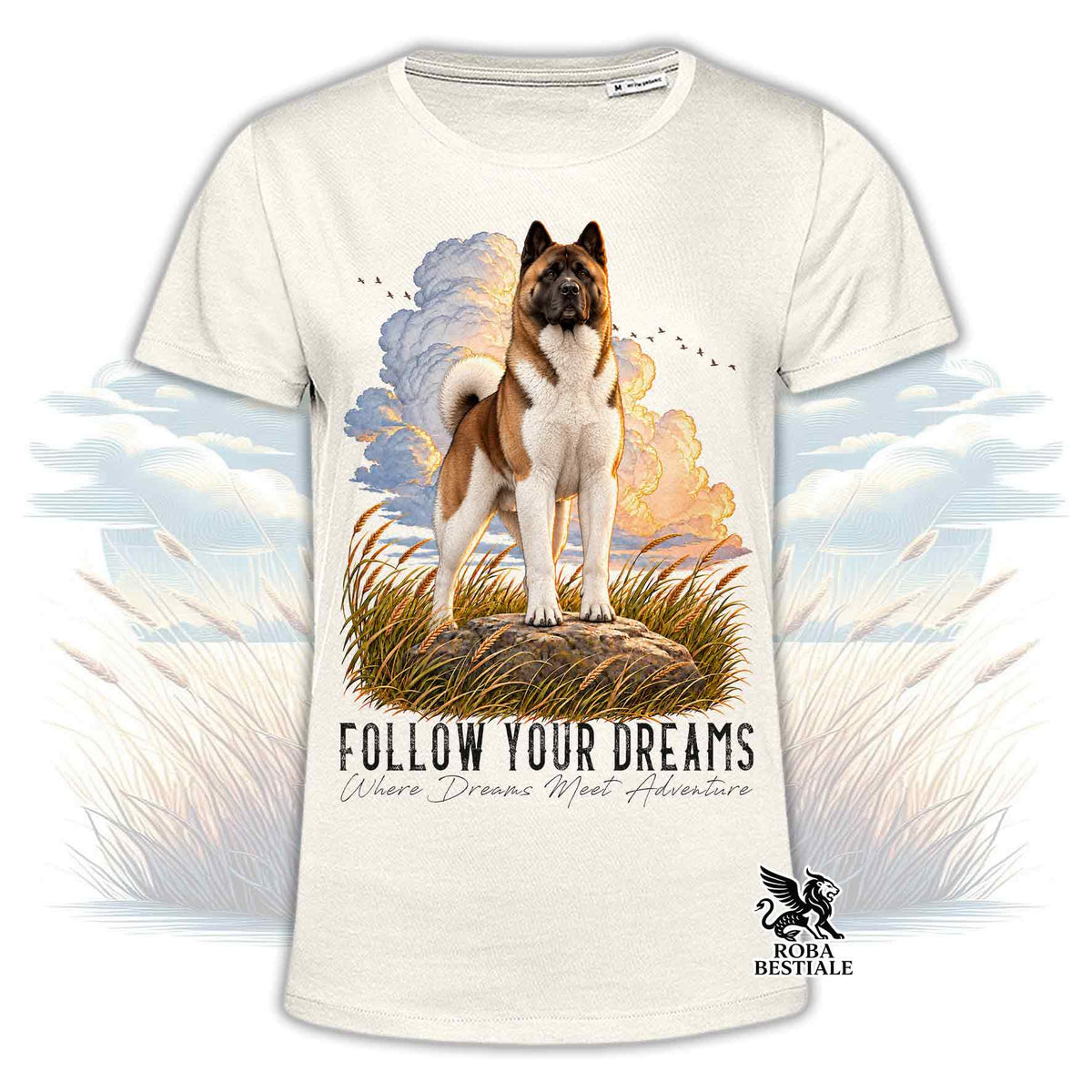 T-Shirt AKITA AMERICANO Bianco e Marrone - Collezione Dream