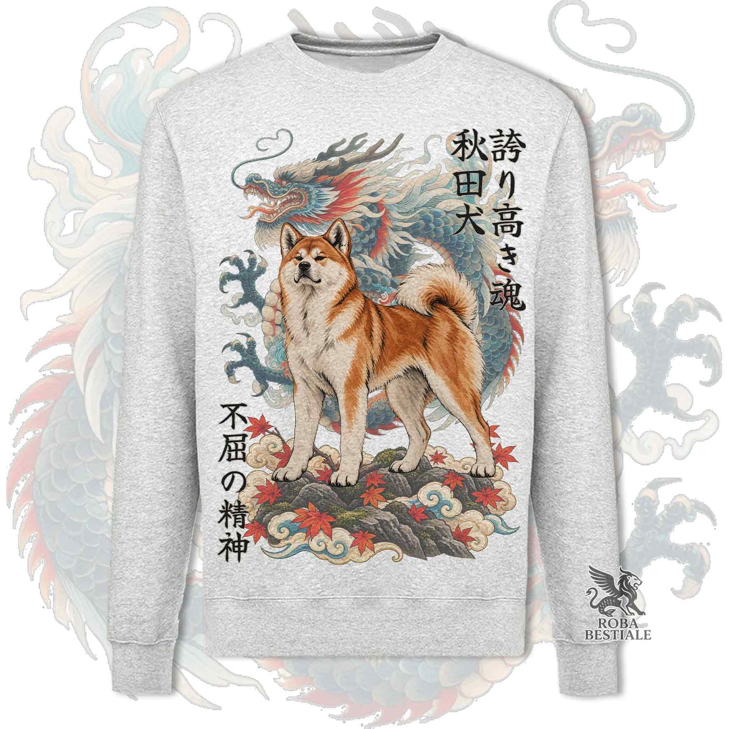 Felpa AKITA INU Rosso - Girocollo - Collezione Dragon