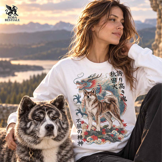 Felpa AKITA INU Tigrato - Girocollo - Collezione Dragon