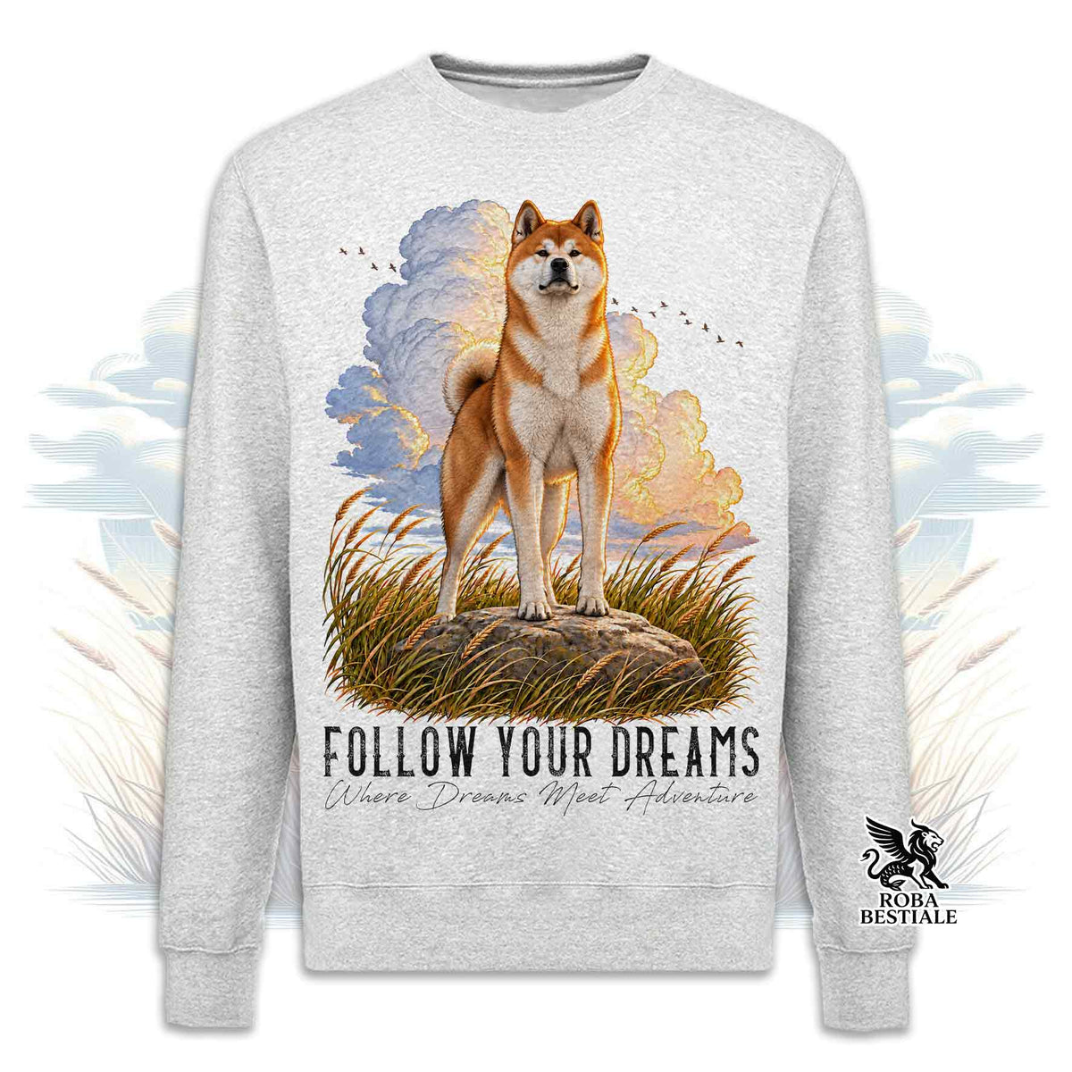 Felpa AKITA INU Rosso - Girocollo - Collezione Dream