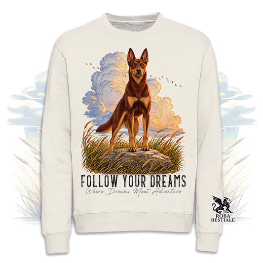 Sweat-shirt d'hiver CITATIONS "DREAM" - KELPIE AUSTRALIEN Chocolat - Col rond, Unisexe - Blanc cassé, Blanc ou Gris - du XS au 3XL
