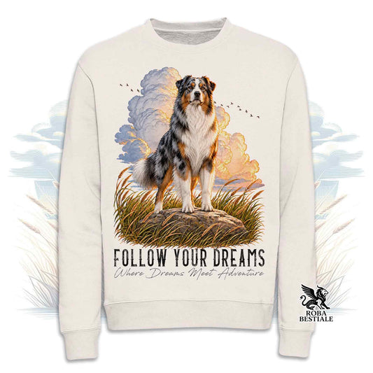 Felpa AUSTRALIAN SHEPHERD Blue Merle - Girocollo - Collezione Dream