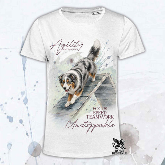 T-Shirt AUSTRALIAN SHEPHERD Blue Merle - Collezione A-Frame Agility