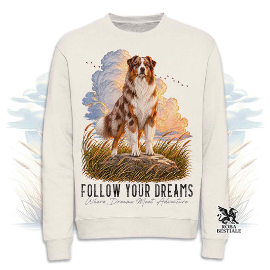 Felpa AUSTRALIAN SHEPHERD Red Merle - Girocollo - Collezione Dream