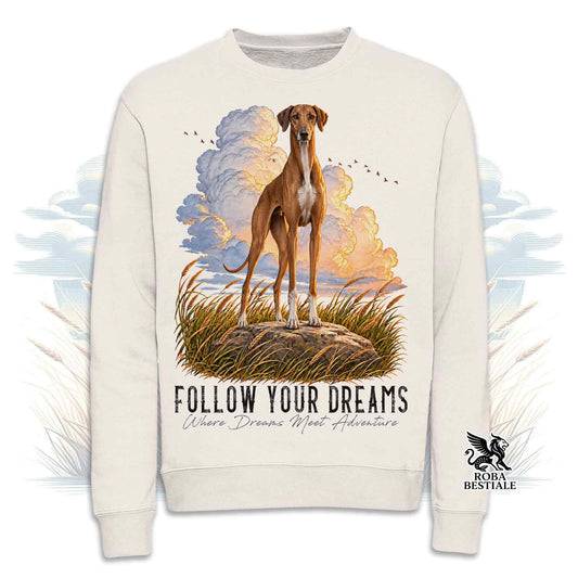 Sweat-shirt d'hiver CITATIONS "RÊVE" - AZAWAKH - Col rond, Unisexe - Blanc cassé, Blanc ou Gris - du XS au 3XL