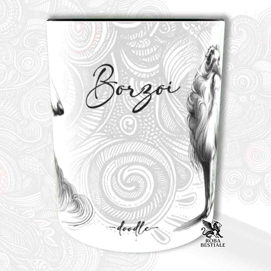 Mug LÉVRIER RUSSE Blanc - Collection Doodle