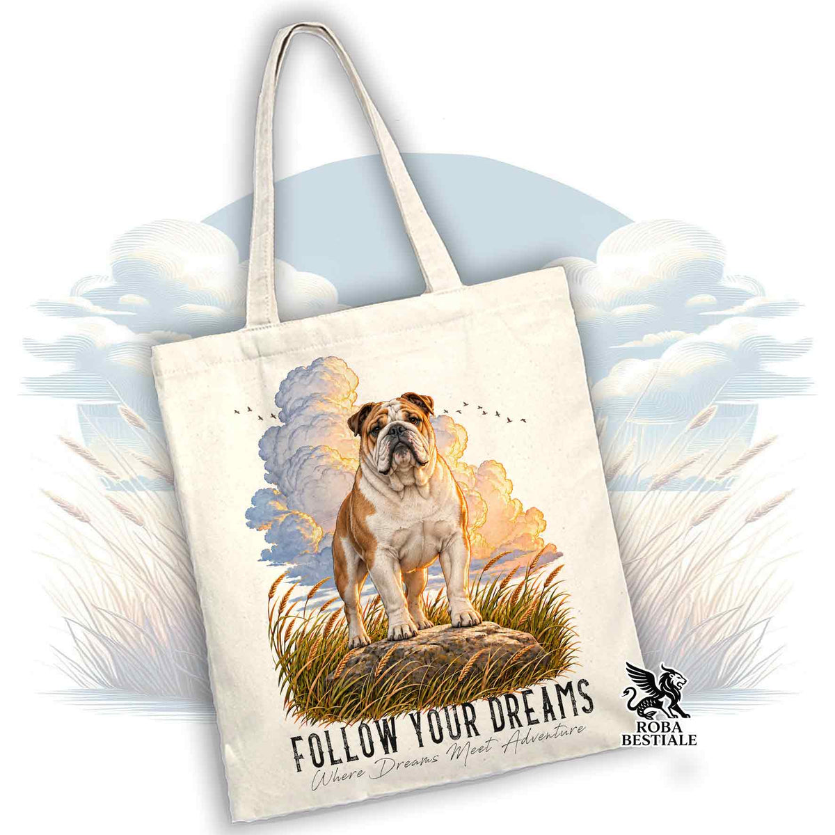 Tote Bag BULLDOG INGLESE Bianco Fulvo - Collezione Dream