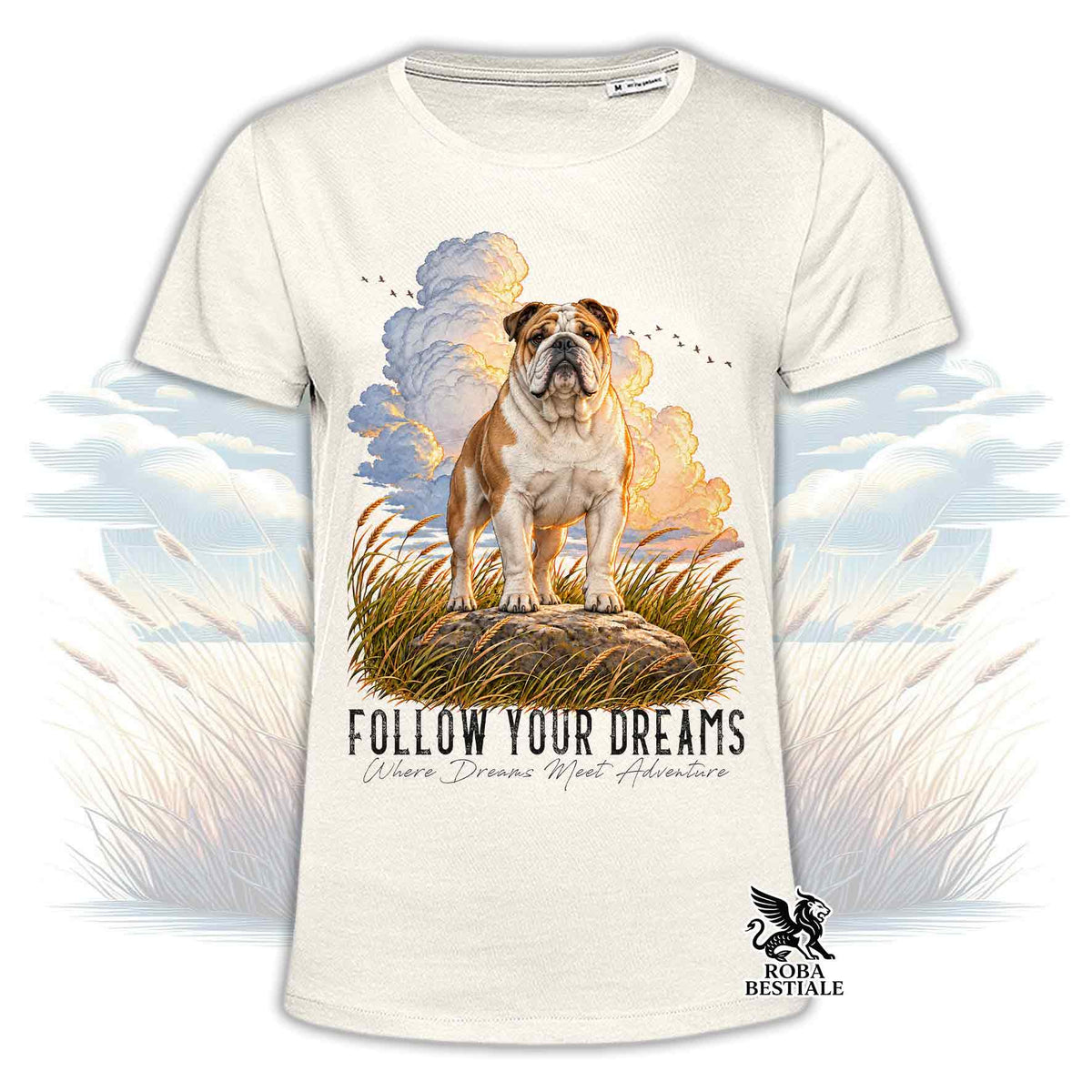 T-Shirt BULLDOG INGLESE Bianco Fulvo - Collezione Dream