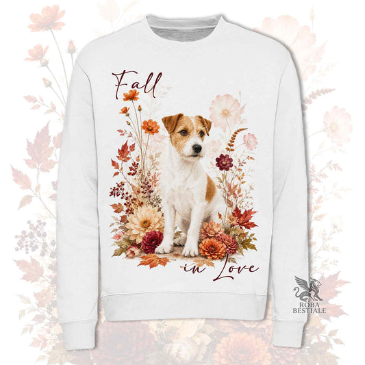 Felpa JACK RUSSELL TERRIER Broken Bianco Fulvo - Girocollo - Collezione Fall...in Love
