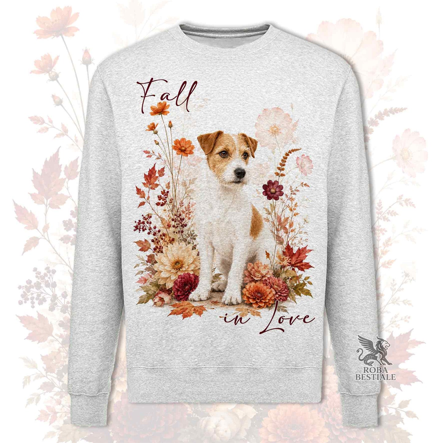 Felpa JACK RUSSELL TERRIER Broken Bianco Fulvo - Girocollo - Collezione Fall...in Love