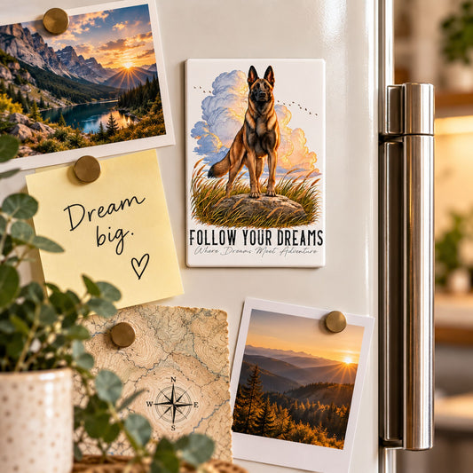 Magnet CITATIONS "RÊVE" - BERGER BELGE MALINOIS - en MDF, 7x5 cm