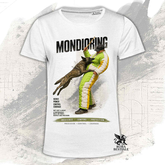 T-shirt bianca stampata con una grafica dedicata al Mondioring, collezione Zero DIstance
