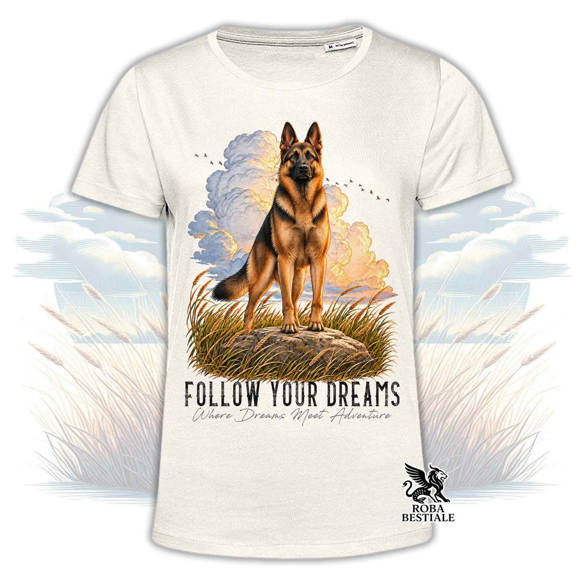 T-Shirt PASTORE TEDESCO a Pelo Corto Nero Focato - Collezione Dream
