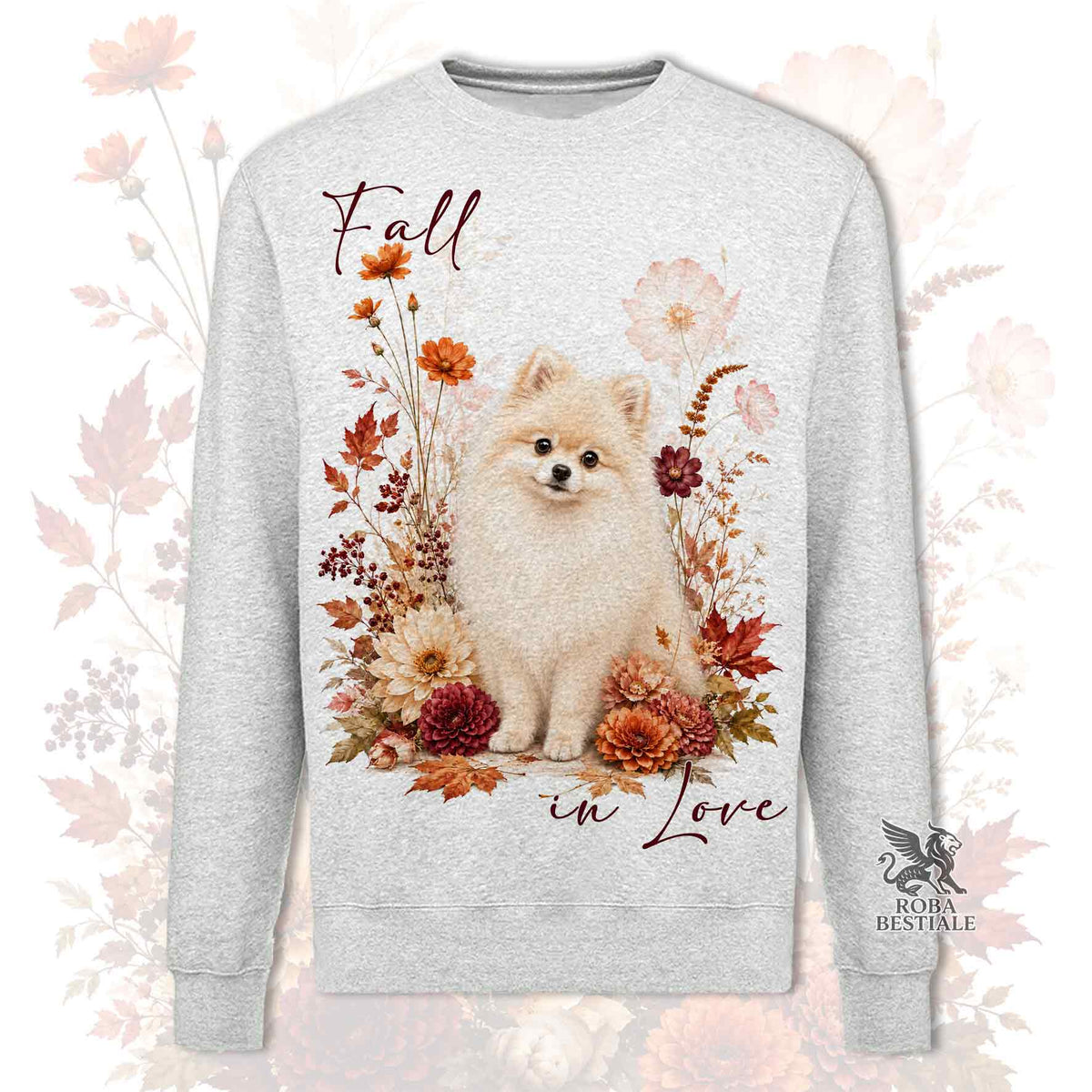 Felpa POMERANIA Crema - Spitz Tedesco nano - Girocollo - Collezione Fall...in Love