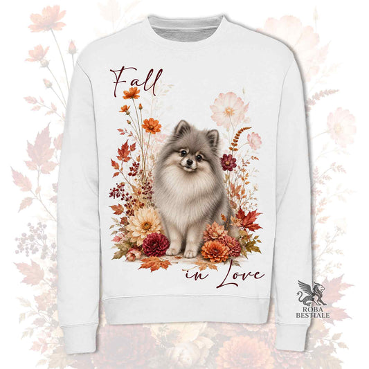 Felpa POMERANIA Grigio - Spitz Tedesco nano - Girocollo - Collezione Fall...in Love