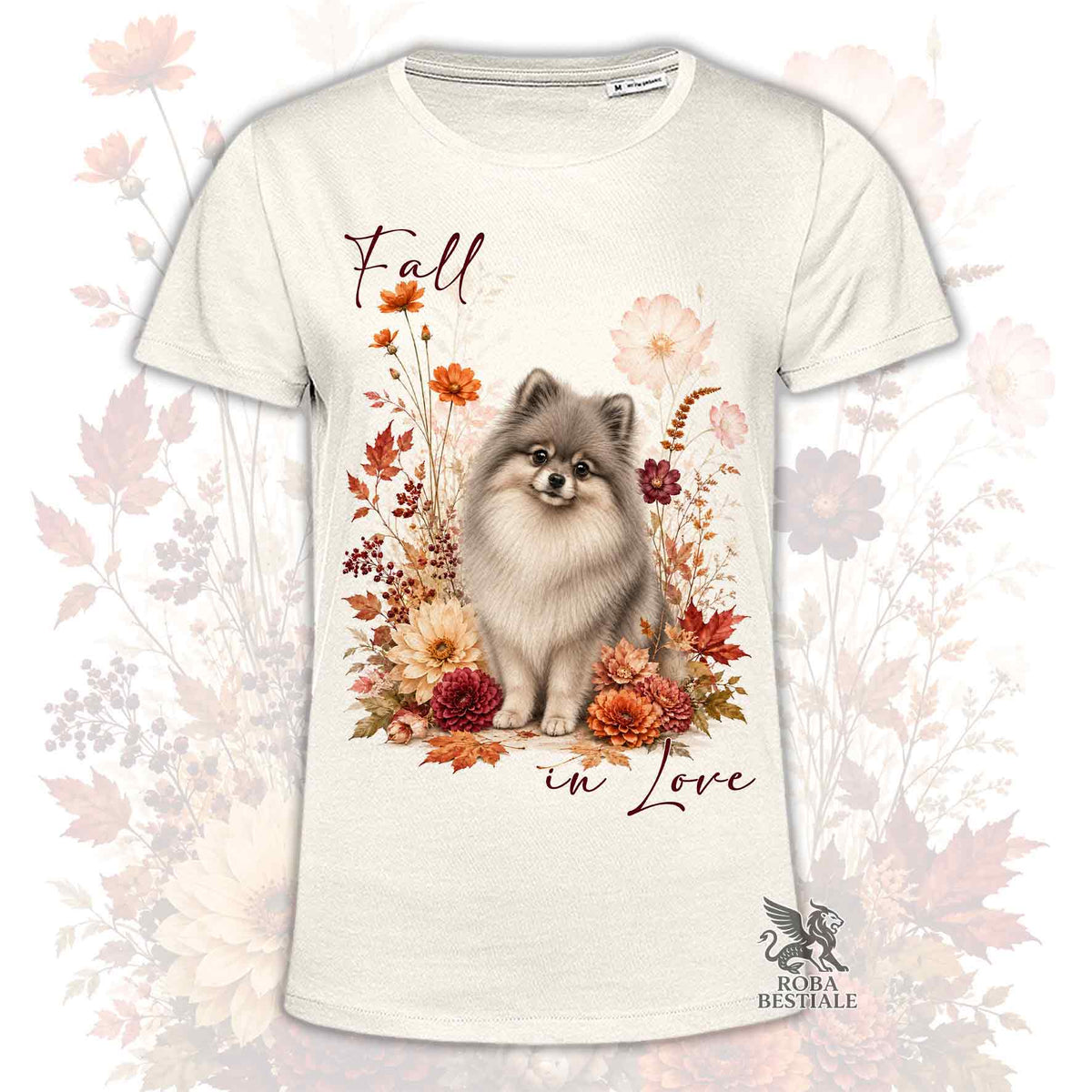 T-Shirt POMERANIA Grigio - Spitz Tedesco nano - Collezione Fall...in Love