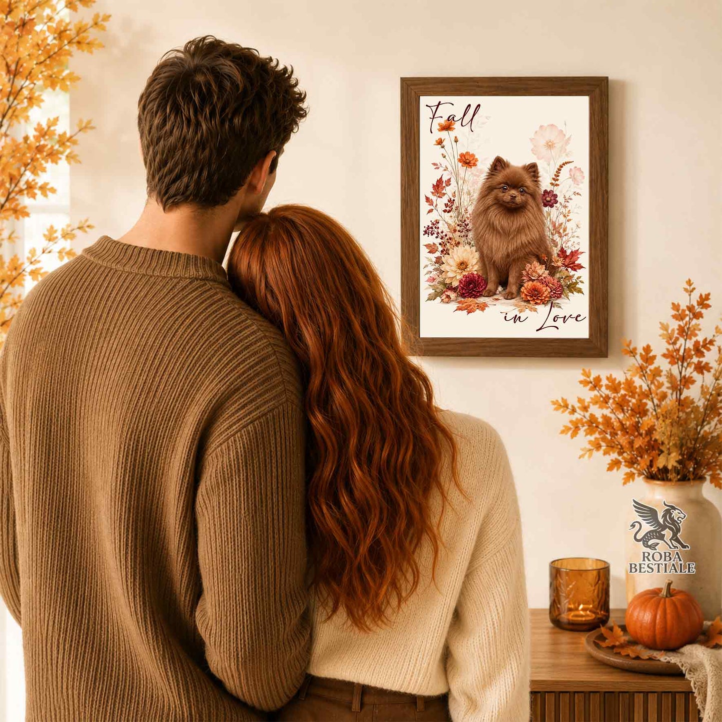 Quadretto POMERANIA Marrone - Spitz Tedesco nano - Collezione Fall...in Love