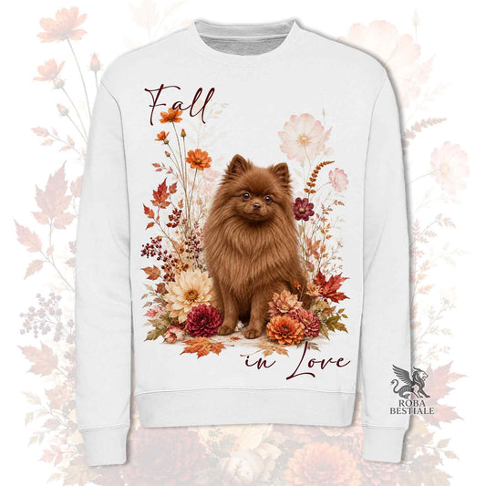 Felpa POMERANIA Marrone - Spitz Tedesco nano - Girocollo - Collezione Fall...in Love