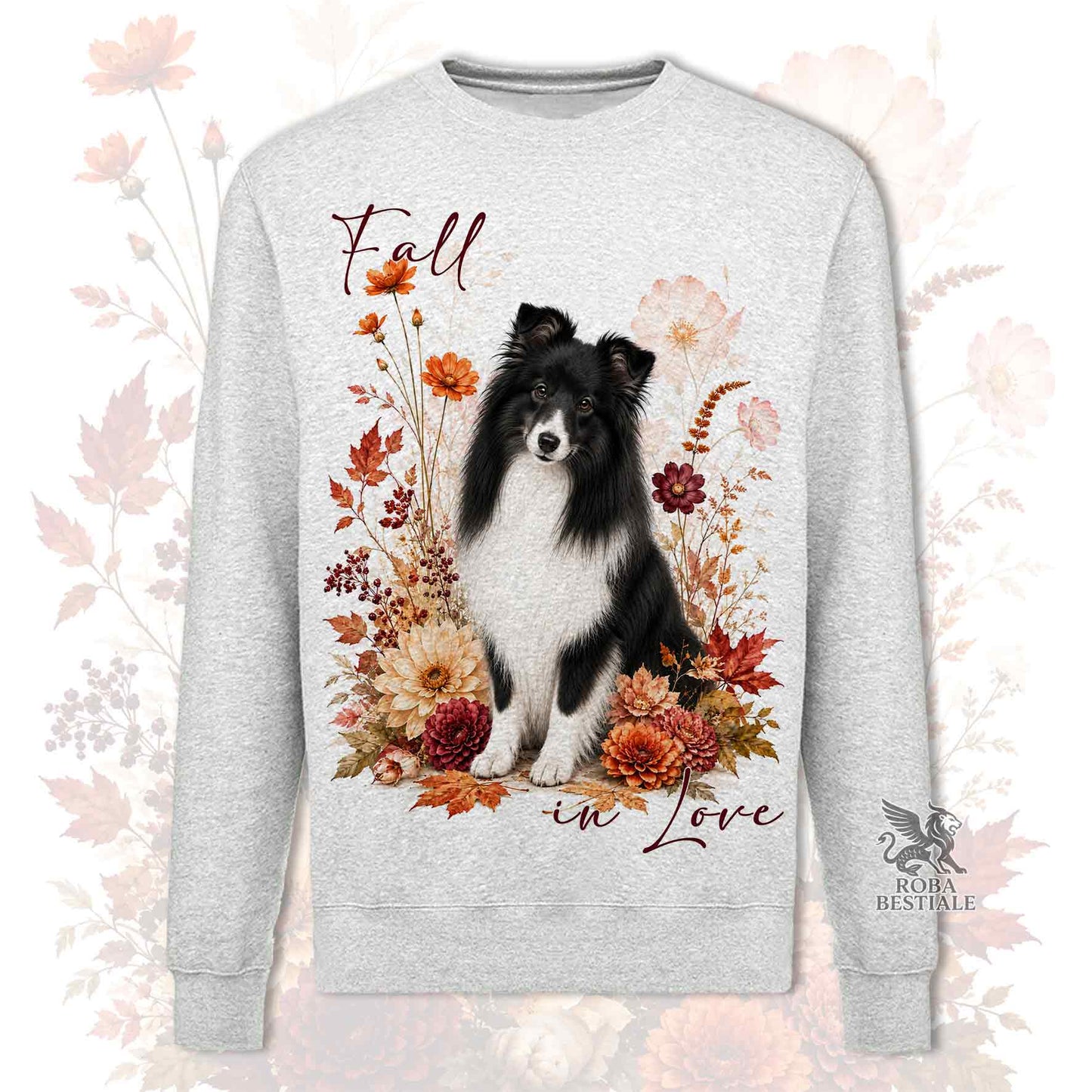 Felpa SHETLAND SHEEPDOG Bianco e Nero - Girocollo - Collezione Fall...in Love