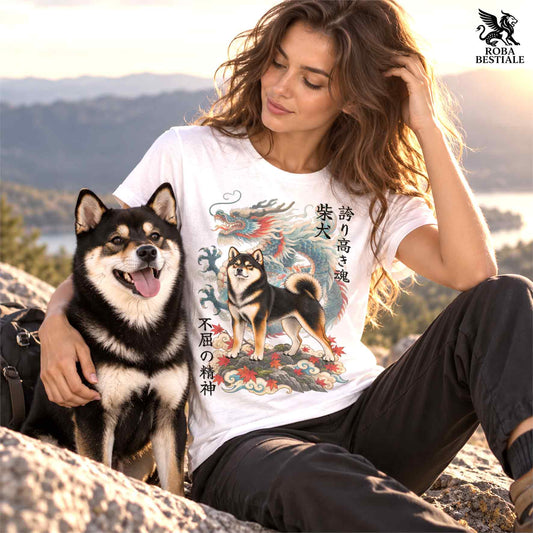 T-Shirt SHIBA INU Nero Focato - Collezione Dragon