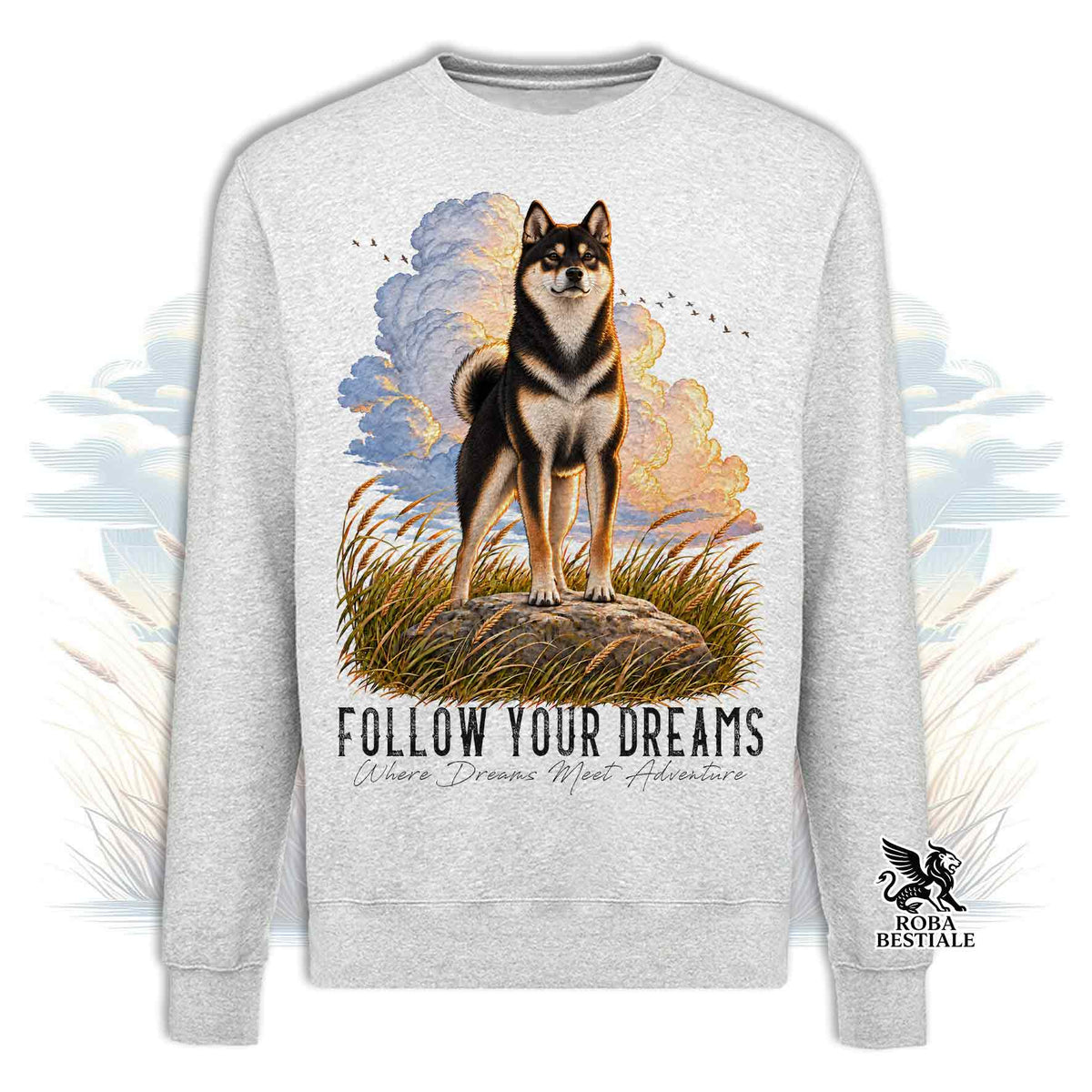 Felpa SHIBA INU Nero Focato - Girocollo - Collezione Dream