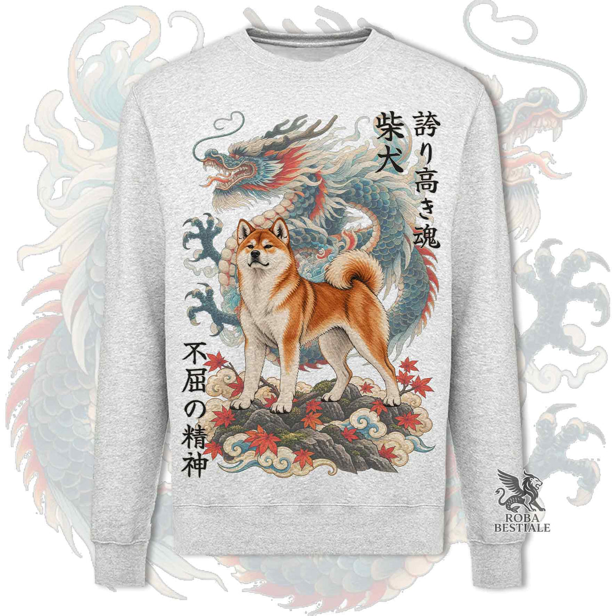 Felpa SHIBA INU Rosso - Girocollo - Collezione Dragon