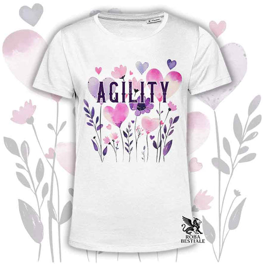 T-shirt bianca stampata con una grafica dedicata all'Agility, collezione Candy