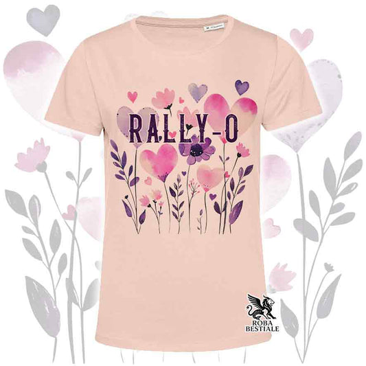 T-shirt rosa stampata con una grafica dedicata alla Rally-O, collezione Candy