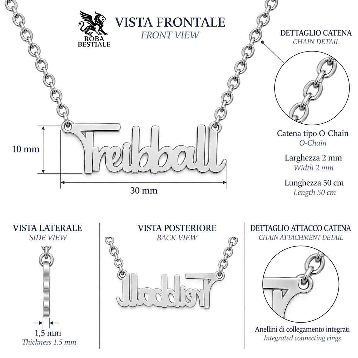 Collier KIRA PET JEWERLY - TREIBBALL - En acier inoxydable avec chaînette à mailles fines