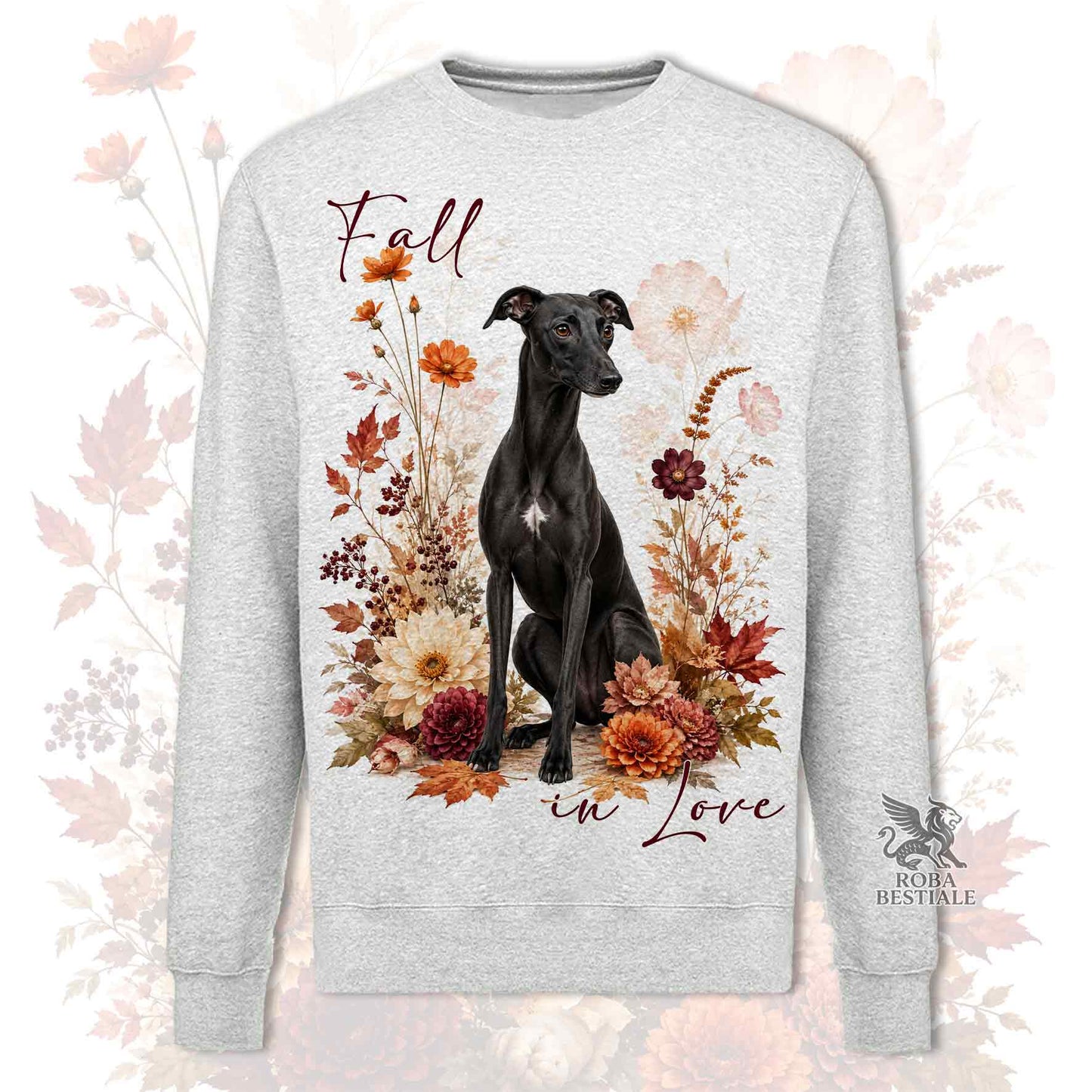 Felpa WHIPPET Nero - Girocollo - Collezione Fall...in Love