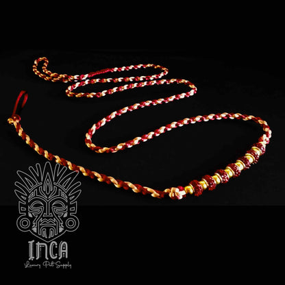 Guinzaglio da Show INCA LUXURY - In Raso Rame e Oro, con perle e asola per collare - 130 cm