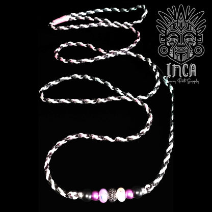 Guinzaglio da Show INCA LUXURY - Modello BLACK UNICORN, con perle e asola per collare - 160 cm