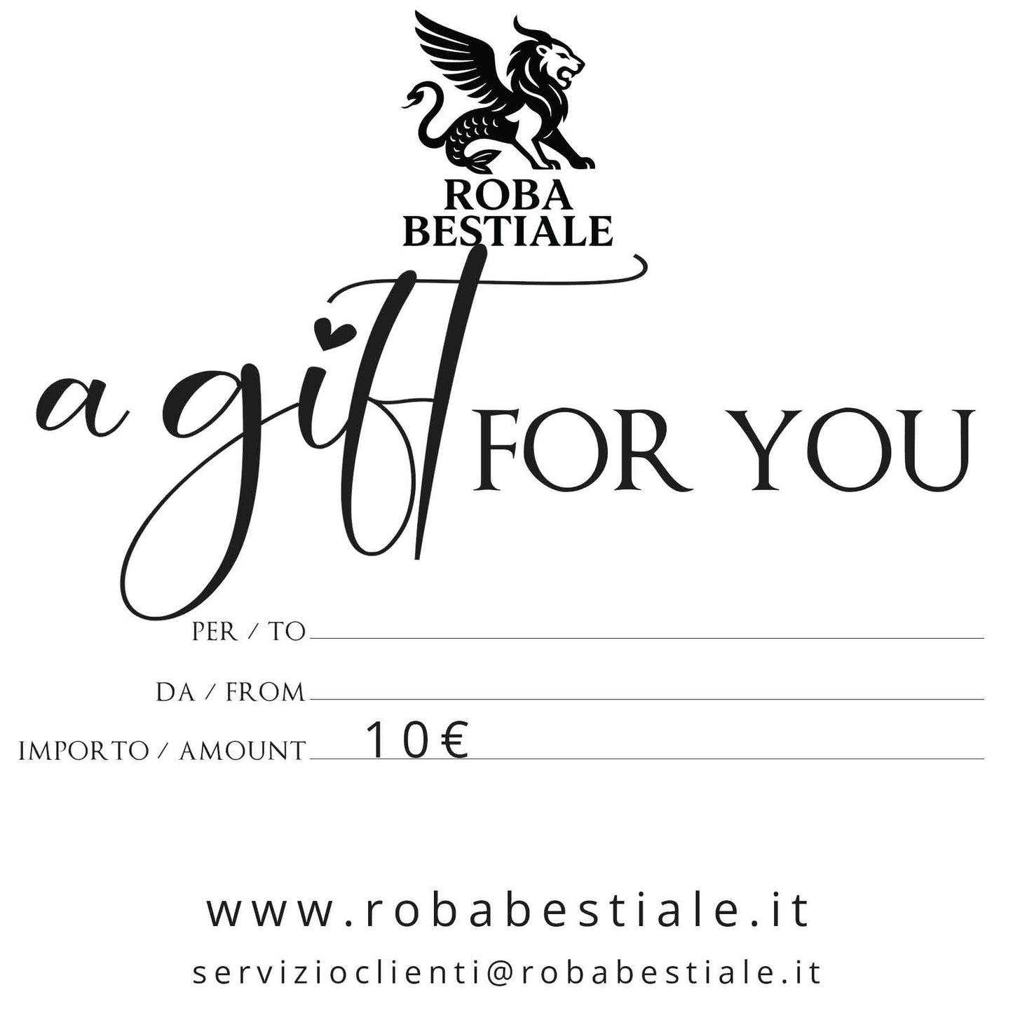 BUONO REGALO - 10€ da spendere da Roba Bestiale, da Regalare a chi vuoi!