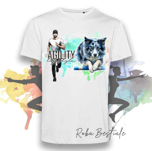 T-Shirt AGILITY Lifestyle - BORDER COLLIE Blue Merle - Design "GIRL" o "BOY"