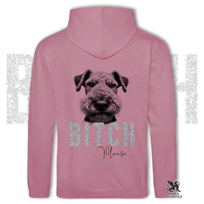 Felpa BI**H, PLEASE - AIREDALE TERRIER - Con Cappuccio e Tasconi, Unisex, in tanti colori - dalla XS alla 5XL