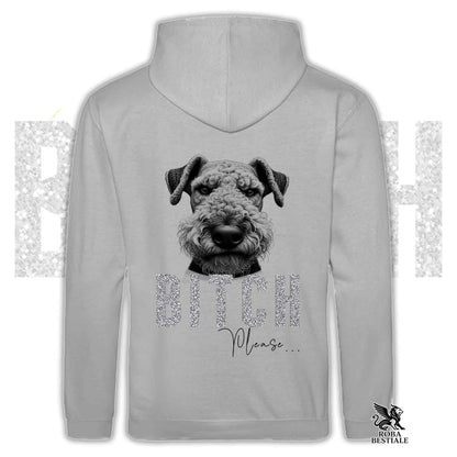 Felpa BI**H, PLEASE - AIREDALE TERRIER - Con Cappuccio e Tasconi, Unisex, in tanti colori - dalla XS alla 5XL