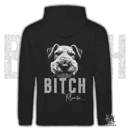 Felpa BI**H, PLEASE - AIREDALE TERRIER - Con Cappuccio e Tasconi, Unisex, in tanti colori - dalla XS alla 5XL