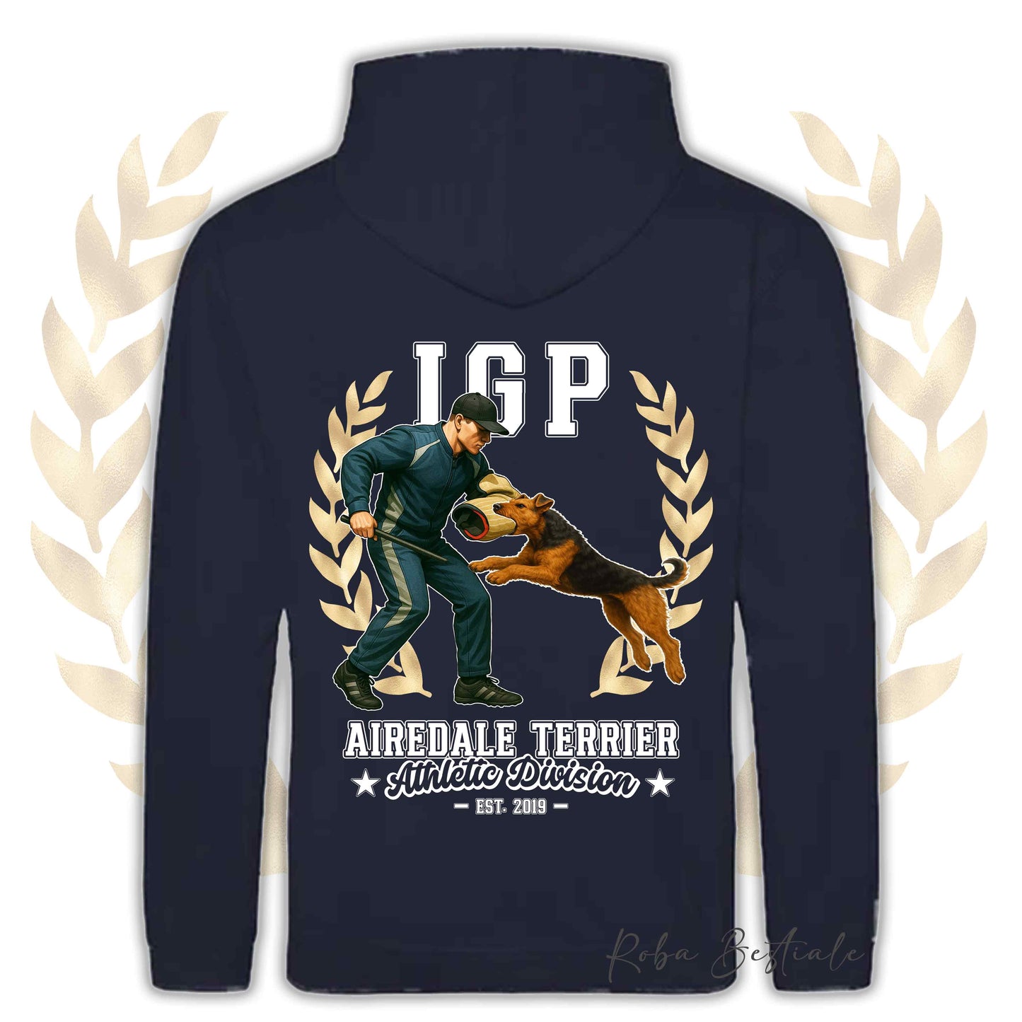 Felpa IGP ATTACK - AIREDALE TERRIER - Con Cappuccio e Tasconi, Unisex, in tanti colori - dalla XS alla 5XL