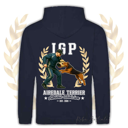 Felpa IGP ATTACK - AIREDALE TERRIER - Con Cappuccio e Tasconi, Unisex, in tanti colori - dalla XS alla 5XL