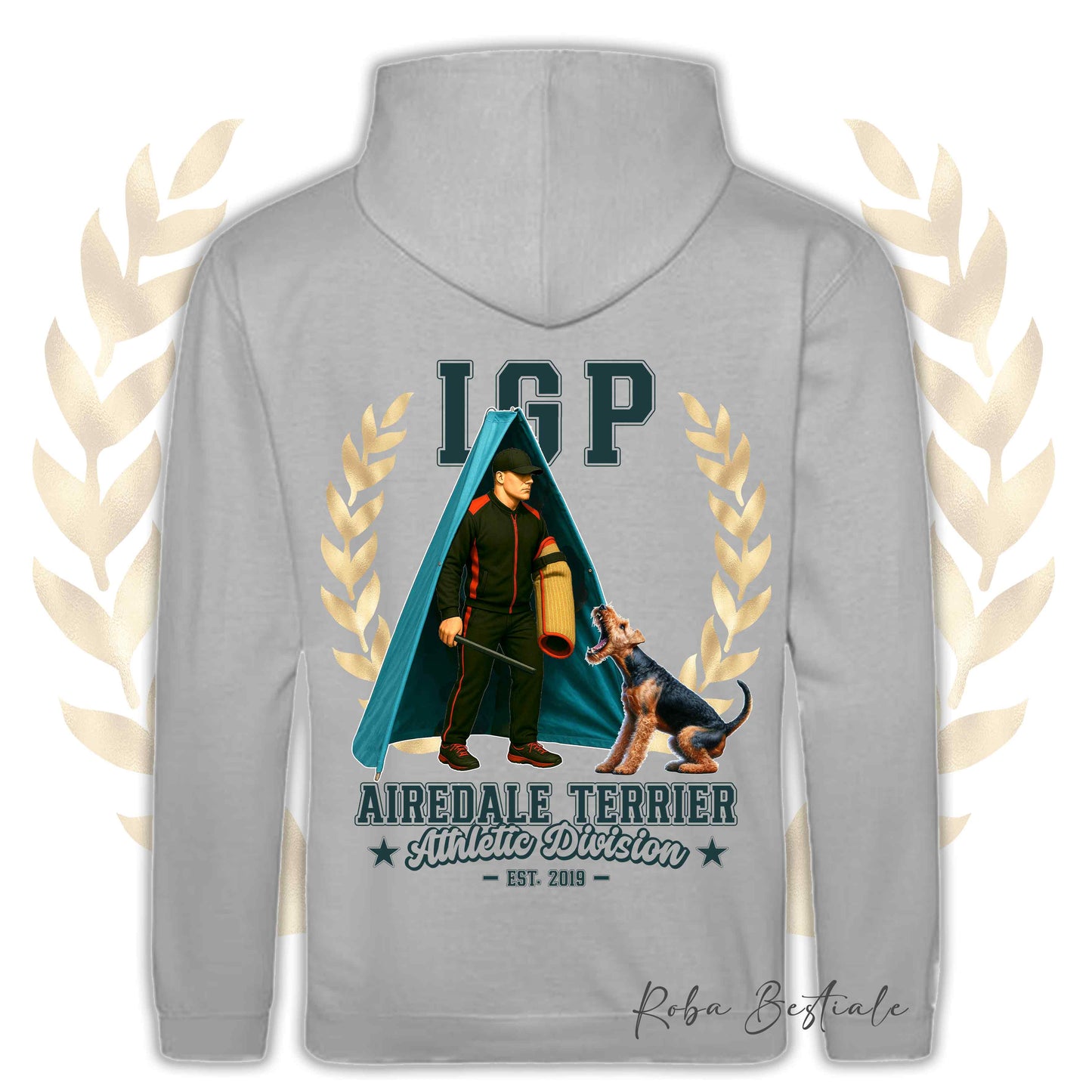 Felpa IGP REVIER - AIREDALE TERRIER - Con Cappuccio e Tasconi, Unisex, in tanti colori - dalla XS alla 5XL
