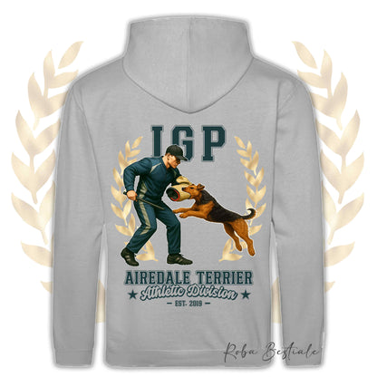 Felpa IGP ATTACK - AIREDALE TERRIER - Con Cappuccio e Tasconi, Unisex, in tanti colori - dalla XS alla 5XL