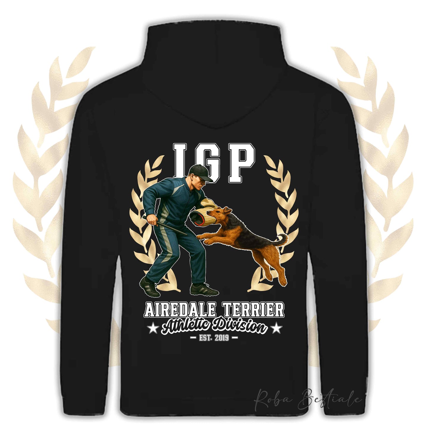 Felpa IGP ATTACK - AIREDALE TERRIER - Con Cappuccio e Tasconi, Unisex, in tanti colori - dalla XS alla 5XL