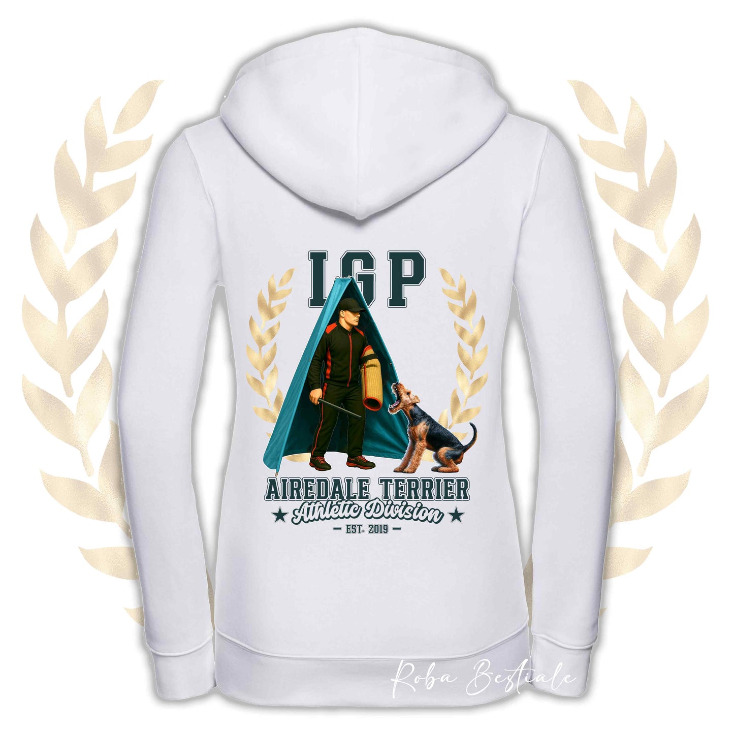 Felpa IGP REVIER - AIREDALE TERRIER - Con Cappuccio e Full Zip, Uomo o Donna, in tanti colori - dalla XS alla 5XL