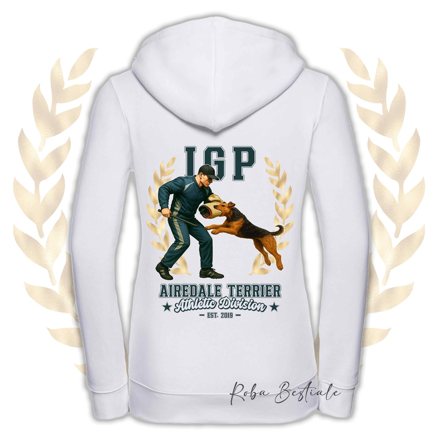 Felpa IGP ATTACK - AIREDALE TERRIER - Con Cappuccio e Full Zip, Uomo o Donna, in tanti colori - dalla XS alla 5XL
