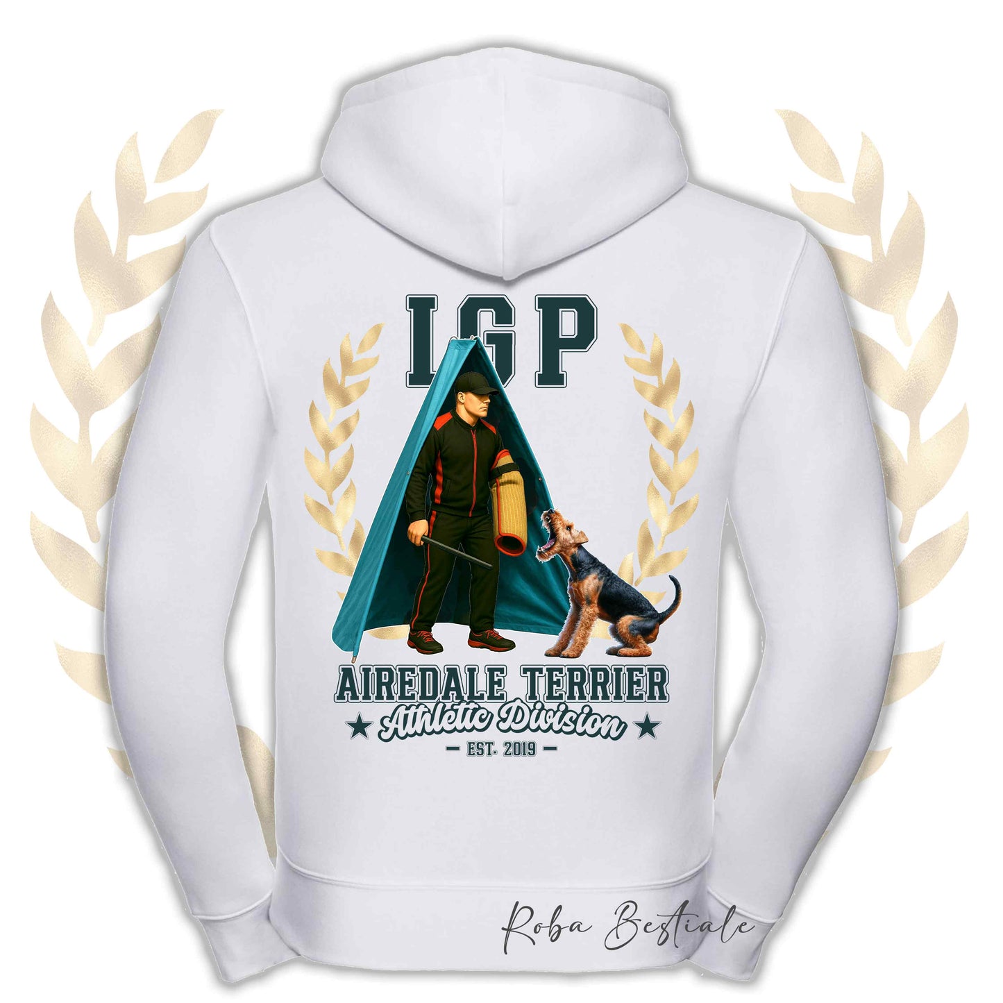 Felpa IGP REVIER - AIREDALE TERRIER - Con Cappuccio e Full Zip, Uomo o Donna, in tanti colori - dalla XS alla 5XL