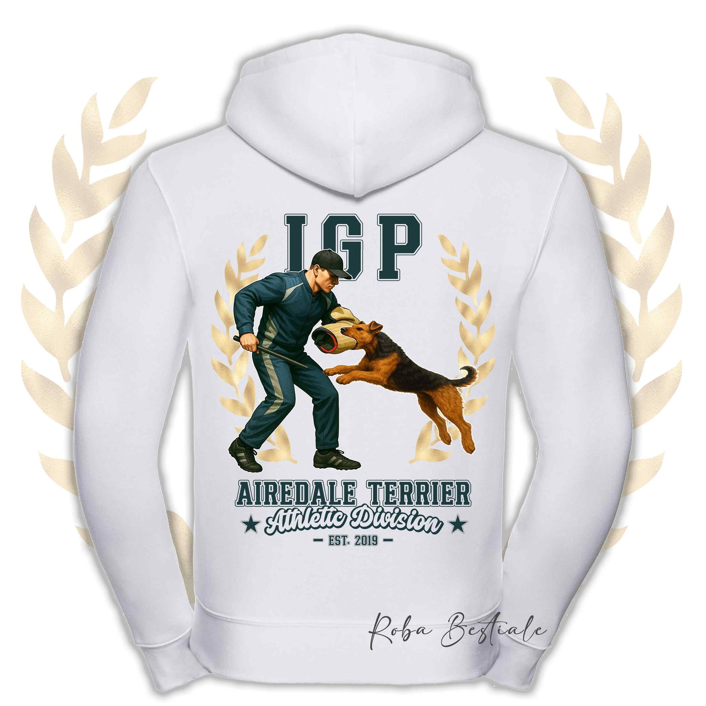Felpa IGP ATTACK - AIREDALE TERRIER - Con Cappuccio e Full Zip, Uomo o Donna, in tanti colori - dalla XS alla 5XL