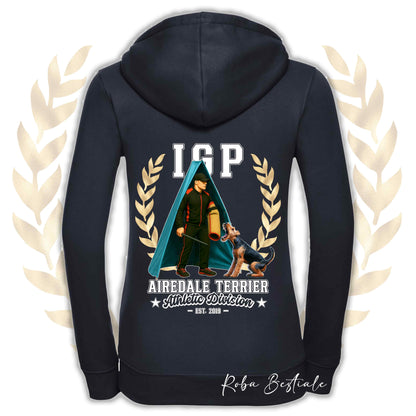 Felpa IGP REVIER - AIREDALE TERRIER - Con Cappuccio e Full Zip, Uomo o Donna, in tanti colori - dalla XS alla 5XL